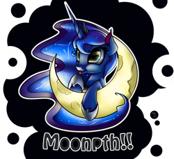 Size: 2364x2160 | Tagged: safe, artist:neko-me, princess luna, alicorn, pony, constellation, crescent moon, cute, lunabetes, moon, solo, tangible heavenly object, tongue out