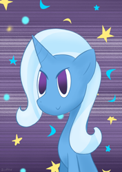 Size: 1110x1566 | Tagged: safe, artist:icywindthepony, derpibooru import, trixie, bust, portrait, smiling, solo