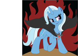 Size: 2514x1800 | Tagged: safe, artist:the-paper-pony, derpibooru import, trixie, pony, unicorn, alicorn amulet, female, fire, mare, red, solo