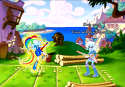 Size: 1012x701 | Tagged: safe, derpibooru import, rainbow dash, trixie, equestria girls, guitar centered, rainbow rocks, crossover, duel, monkey island, plunder island, ponied up