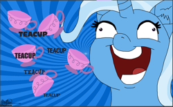 Size: 898x555 | Tagged: safe, artist:usattesa, derpibooru import, edit, trixie, insanity, teacup, that pony sure does love teacups