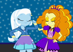 Size: 5250x3750 | Tagged: safe, artist:ktd1993, derpibooru import, adagio dazzle, trixie, equestria girls, female, lesbian, shipping, triagio