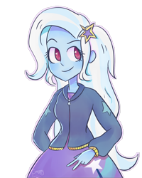 Size: 1200x1500 | Tagged: safe, artist:crazeymc, artist:koripurin, derpibooru import, trixie, equestria girls, clothes, cute, diatrixes, female, hoodie, looking at you, moe, simple background, skirt, solo, transparent background