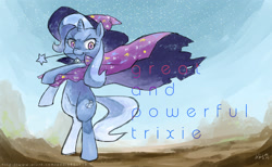 Size: 2008x1240 | Tagged: safe, artist:kuang-han, derpibooru import, trixie, pony, bipedal, featureless crotch, pixiv, solo