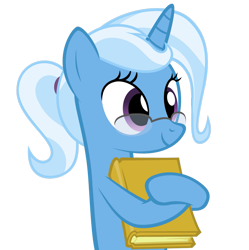 Size: 1071x1075 | Tagged: safe, artist:zacatron94, derpibooru import, trixie, pony, unicorn, adorkable, book, clone, cute, diatrixes, dork, female, glasses, lula, mare, nerd pony, simple background, solo, transparent background, vector