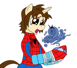 Size: 2823x2519 | Tagged: safe, artist:edcom02, artist:jmkplover, princess luna, alicorn, pony, crossover, peter parker, ponified, simple background, spider-man, spiderluna, spiders and magic iii: days of friendship past, spiders and magic: rise of spider-mane, spirit, transparent background