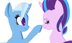 Size: 2476x1508 | Tagged: safe, artist:galawaille, derpibooru import, starlight glimmer, trixie, pony, unicorn, boop, cute, diatrixes, duo, eyes closed, female, glimmerbetes, mare, simple background, transparent background