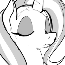 Size: 300x300 | Tagged: safe, artist:reiduran, derpibooru import, trixie, pony, unicorn, female, mare, monochrome, reaction image, solo