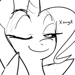 Size: 300x300 | Tagged: safe, artist:reiduran, derpibooru import, trixie, pony, unicorn, female, mare, monochrome, reaction image, smiling, smug, solo, wink