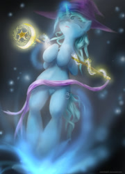 Size: 1080x1500 | Tagged: safe, artist:calamityb31, derpibooru import, trixie, pony, unicorn, female, magic, mare, solo, staff