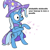 Size: 1280x1280 | Tagged: safe, artist:phat_guy, derpibooru exclusive, derpibooru import, trixie, pony, unicorn, bipedal, cape, casting, clothes, dialogue, english, faic, female, glowing horn, hat, magic, mare, meme, raised arm, raised leg, rhyme, simple background, skidaddle skidoodle, solo, spell, teacup, that pony sure does love teacups, trixie's cape, trixie's hat, white background, wide eyes