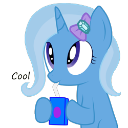 Size: 2000x2000 | Tagged: safe, artist:darkwolfmx, derpibooru import, trixie, pony, unicorn, bow, female, juice box, mare, solo