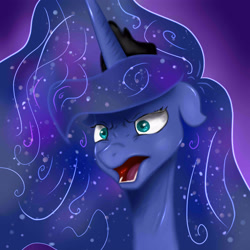 Size: 3000x3000 | Tagged: safe, artist:purplesquidz, princess luna, alicorn, pony, floppy ears, frown, open mouth, solo