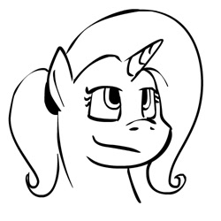 Size: 500x500 | Tagged: safe, artist:phillipfga, derpibooru import, trixie, pony, unicorn, alternate hairstyle, female, mare, monochrome, portrait, solo