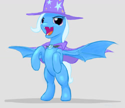 Size: 1280x1113 | Tagged: safe, artist:stillwaterspony, derpibooru import, trixie, bat pony, pony, fangs, race swap, solo