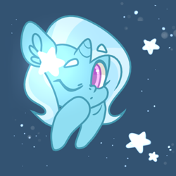 Size: 400x400 | Tagged: safe, artist:ask-little-trixie, derpibooru import, trixie, pony, unicorn, cute, diatrixes, one eye closed, solo, stars, wink