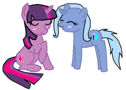 Size: 595x424 | Tagged: artist needed, safe, derpibooru import, trixie, twilight sparkle, blushing, female, lesbian, shipping, twixie