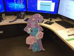 Size: 3264x2448 | Tagged: safe, artist:ramivic, derpibooru import, trixie, cardboard cutout, computer, cut-out, irl, photo