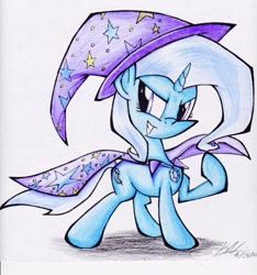 Size: 864x924 | Tagged: safe, artist:pelate, derpibooru import, trixie, pony, unicorn, female, grin, mare, smiling, solo, traditional art