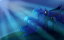 Size: 1920x1200 | Tagged: safe, artist:myralilth, princess luna, alicorn, pony, crepuscular rays, moonlight, night, solo, spread wings, wallpaper