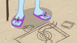 Size: 1220x684 | Tagged: safe, derpibooru import, edit, trixie, better together, equestria girls, 1000 hours in ms paint, feet, flip-flops, legs, pictures of legs, sandals, solo