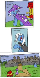 Size: 494x950 | Tagged: safe, artist:friendshipislovecraft, derpibooru import, trixie, pony, unicorn, alicorn amulet, comic, female, mare, solo, trixie's wagon, wagon