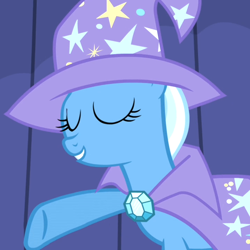 Size: 720x720 | Tagged: safe, derpibooru import, screencap, trixie, pony, unicorn, boast busters, female, mare, reaction image, solo