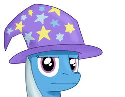 Size: 1080x840 | Tagged: safe, artist:hoofclid, derpibooru import, trixie, pony, unicorn, female, looking at you, mare, simple background, solo, unamused, white background