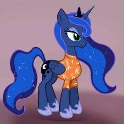 Size: 839x839 | Tagged: safe, artist:ltrm35a2, princess luna, alicorn, pony, clothes, hawaiian shirt, solo