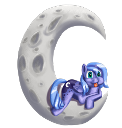 Size: 5000x5225 | Tagged: safe, artist:stormcrow-42, princess luna, alicorn, pony, absurd resolution, moon, prone, s1 luna, simple background, solo, tangible heavenly object, tongue out, transparent background