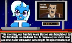 Size: 960x574 | Tagged: safe, derpibooru import, trixie, crossover, exploitable meme, j. jonah jameson, meme, news meme, spider-man