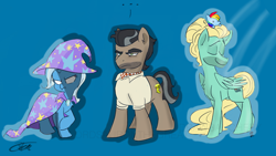 Size: 1334x750 | Tagged: safe, artist:drawbauchery, derpibooru import, doctor caballeron, rainbow dash, trixie, zephyr breeze, earth pony, pegasus, pony, unicorn, ..., plushie, pony town