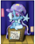 Size: 5132x6459 | Tagged: safe, artist:thebubbleqat, derpibooru import, trixie, pony, unicorn, absurd resolution, blushing, cape, clothes, cute, diatrixes, female, filly, hat, mare, mouth hold, oversized clothes, smiling, solo, stage, trixie's cape, trixie's hat, wand, weapons-grade cute