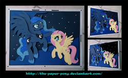 Size: 1280x791 | Tagged: safe, artist:the-paper-pony, fluttershy, princess luna, commission, craft, irl, photo, shadowbox