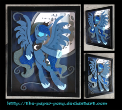 Size: 1280x1158 | Tagged: safe, artist:the-paper-pony, princess luna, commission, craft, irl, moon, photo, shadowbox, solo
