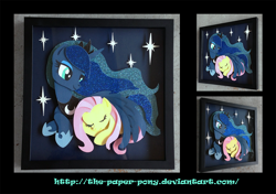 Size: 1280x900 | Tagged: safe, artist:the-paper-pony, fluttershy, princess luna, commission, craft, female, irl, lesbian, lunashy, photo, shadowbox, shipping