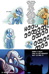 Size: 2560x3840 | Tagged: safe, artist:fauxsquared, derpibooru import, applejack, trixie, earth pony, pony, appletini, comic, dream, pearjack, trixie is magic