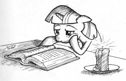 Size: 1172x755 | Tagged: safe, artist:topgull, derpibooru import, twilight sparkle, lineart, reading, solo, tired