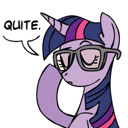 Size: 945x945 | Tagged: safe, artist:megasweet, artist:pacce, derpibooru import, twilight sparkle, glasses, quite