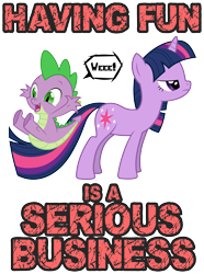 Size: 3707x4995 | Tagged: safe, artist:zutheskunk traces, derpibooru import, spike, twilight sparkle, unicorn twilight, dragon, pony, unicorn, absurd resolution, female, frown, glare, male, mare, open mouth, riding, serious, serious business, serious face, simple background, slide, smiling, text, transparent background, vector, vector trace, wat, wheeeee