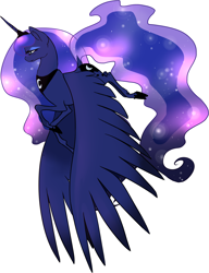 Size: 2204x2867 | Tagged: safe, artist:metropothalese, princess luna, alicorn, pony, flying, high res, large wings, solo