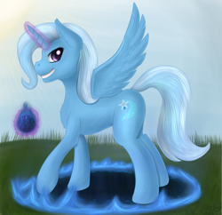 Size: 2226x2158 | Tagged: safe, artist:imshysoihide, derpibooru import, trixie, alicorn, pony, alicornified, kallisti, race swap, solo, trixiecorn