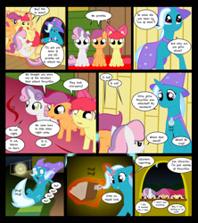 Size: 1600x1800 | Tagged: safe, artist:gatesmccloud, derpibooru import, apple bloom, scootaloo, sweetie belle, trixie, cmc 10k, comic