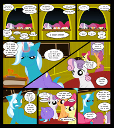 Size: 1600x1800 | Tagged: safe, artist:gatesmccloud, derpibooru import, apple bloom, scootaloo, sweetie belle, trixie, cmc 10k, comic