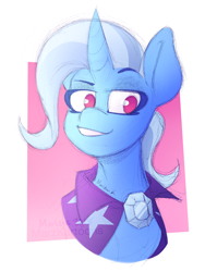 Size: 1024x1365 | Tagged: safe, artist:aphelionmars, derpibooru import, trixie, pony, unicorn, female, mare, sketch, smiling, smug, smug smile, solo