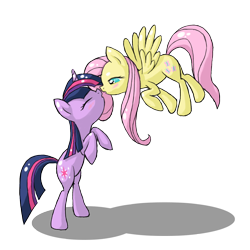 Size: 1400x1400 | Tagged: safe, artist:stridah, derpibooru import, fluttershy, twilight sparkle, pegasus, pony, female, kissing, lesbian, shipping, twishy