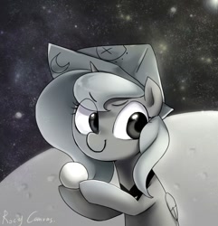 Size: 1000x1039 | Tagged: safe, artist:rocy canvas, princess luna, alicorn, pony, cartographer's cap, filly, hat, monochrome, solo, woona