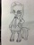 Size: 768x1024 | Tagged: safe, artist:tebasaki, derpibooru import, trixie, pony, bipedal, clothes, glasses, grayscale, monochrome, simple background, skirt, solo, stockings, suit, traditional art