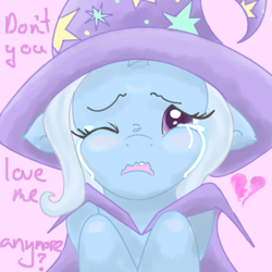 Size: 400x400 | Tagged: safe, artist:dawnerjb, derpibooru import, trixie, pony, unicorn, crying, dialogue, female, mare, solo