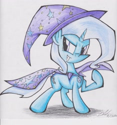 Size: 2538x2713 | Tagged: safe, artist:pelate, derpibooru import, trixie, pony, unicorn, female, grin, mare, smiling, solo, traditional art